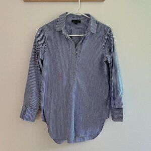 AYR Blue and White Striped Half Collared Shirt XS Like New